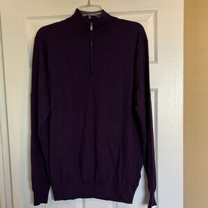Peter Millar men’s purple wool blend quarter zip sweater size large